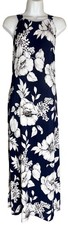 NEW ANNE KLEIN Maxi Long Dress 10 M Black White Floral Sleeveless NWT $119