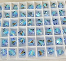 Swarovski 5301 8mm bicone beads, Light Sapphire AB2X, 8pcs 