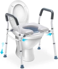 HEAO 3-in-1 Raised Toilet Seat Chair for Seniors, Adjustable, 300 lb