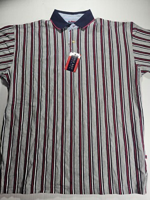 Vintage 90s Bugle Boy Mens Short Sleeve Polo Shirt Size Large Vertical Striped