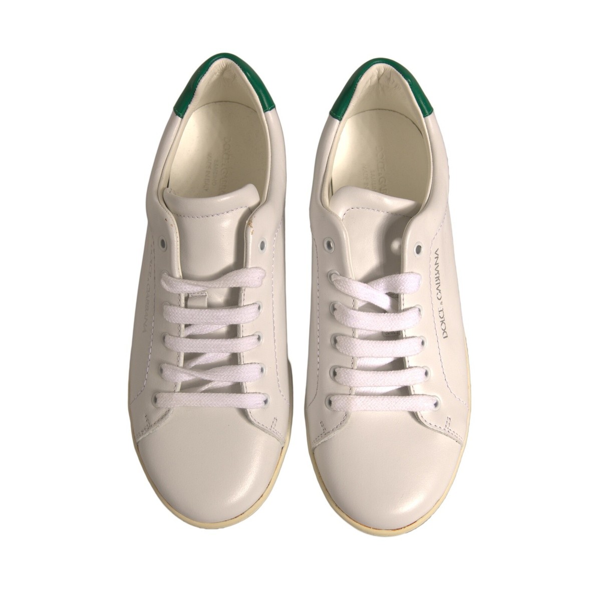 DOLCE & GABBANA Kids Shoes White Green Leather Low Top