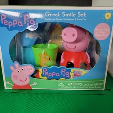 NEW Peppa Pig Kids Travel Toothbrush, Holder  Rinse Cup Great Smile Set Gift
