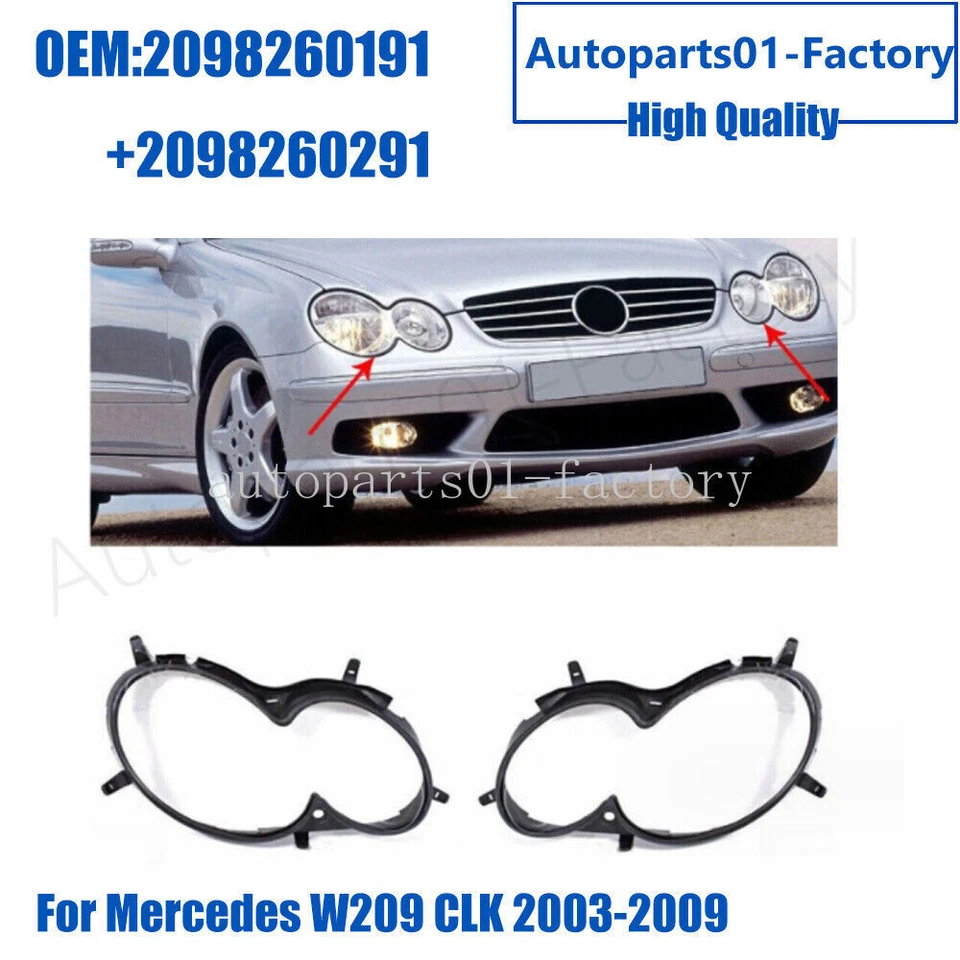 For Mercedes Benz W209 CLK 2003-2009 Front Left Right Headlight Gaskets 1 Pair - Image 2 of 4
