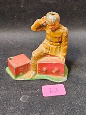 Vintage Barclay Manoil Lead Army "Radioman" Soldier in Brown Uniform