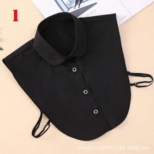 Women's Spring & Fall Versatile Shirt with Small Flip Collar–black & White Solid - Picture 7 of 27