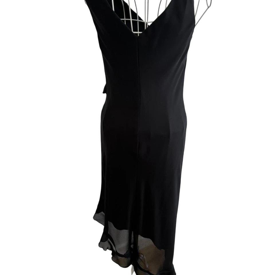Vintage Black Flowy Asymmetrical City Triangles Maxi Dress Size: 7/8  - Image 3 of 4