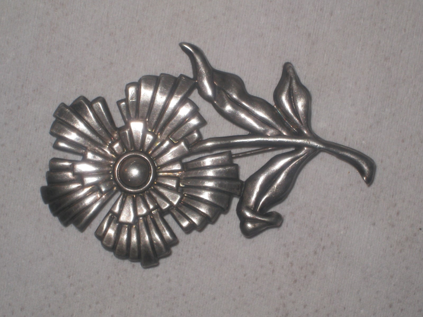 Vintage SILVERMAN BROS. Sterling Silver Long Stemmed Flower Brooch Pin