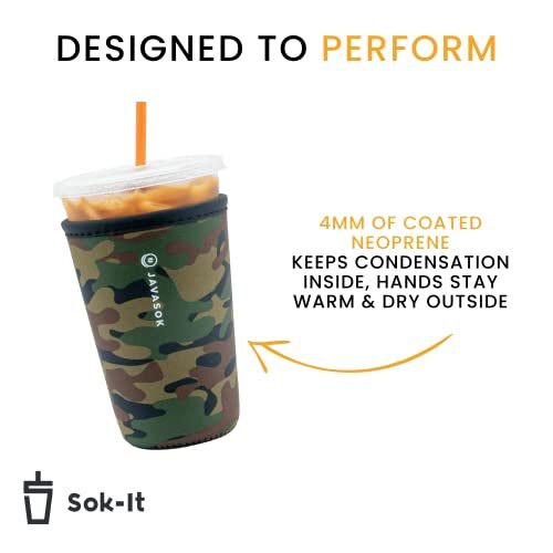 Java Sok Iced Coffee & Cold Soda Insulated Neoprene Cup Sleeve English ...