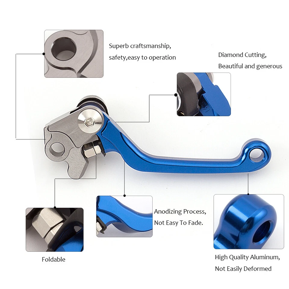 Palanca de embrague de freno CNC de EE. UU. + empuñaduras para Yamaha YZ250F Kawasaki KX250 RMZ250 Foto 3 de 4