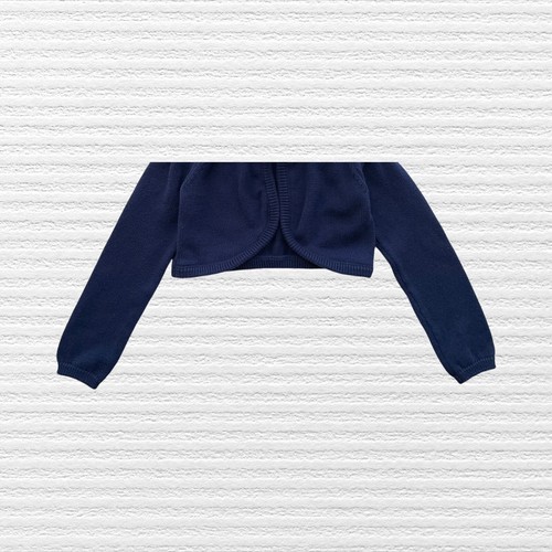 Gymboree Girls Faux Fur Collar Cropped Cardigan Sweater Blue Long Sleeve Size 7 - Picture 4 of 11