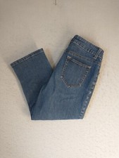St Johns Bay Womens Jeans 4 Blue Cropped Capri Mid Rise Dark Wash Denim 5 Pocket