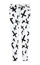 TRIPP EMO GOTH PUNK ROCKER WHITE/BLACK CROSSES JEAN PANTS SKINNY METAL IS6235P