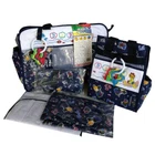 Vintage EK Baby Bottle Diaper Bag Set Checkered Nappy Bag Navy Blue + Bonus New