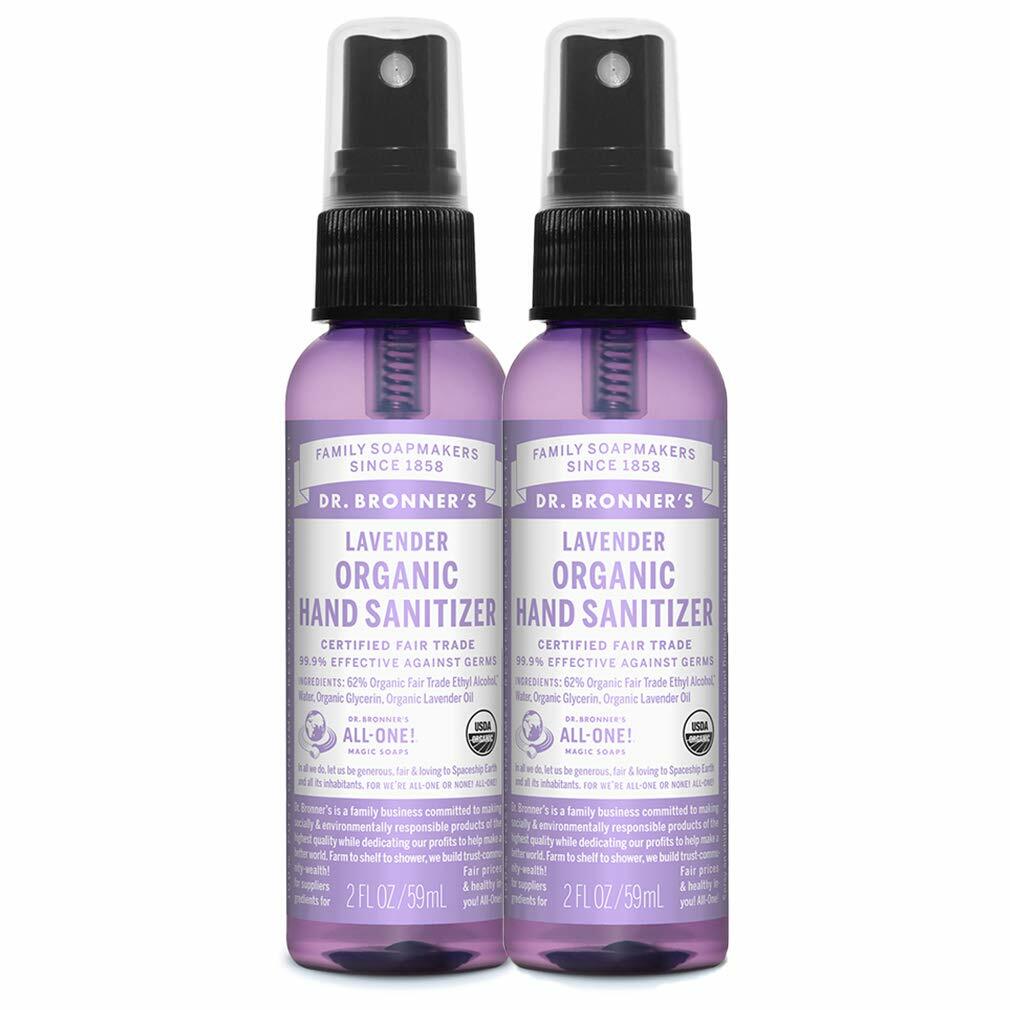 Dr. Bronner's Organic Lavender Hand Cleaning Spray Bottle 2 oz Pack of