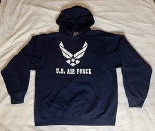 United States Air Force Men  s Large Navy Blue Pullover Hooded Sweatshirt