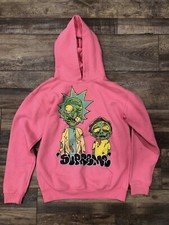 Rick And Morty Youth Medium Pink Hooded Sweatshirt