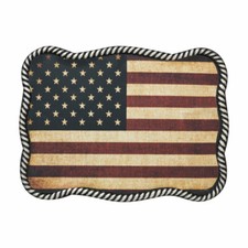 Nocona Mens Antique Nickel USA Flag Design Rectangle Belt Buckle 37040