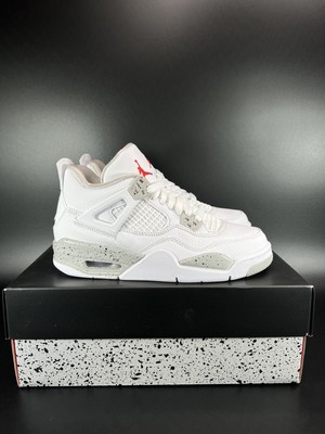 Nike Air Jordan 4 Retro Shoes White Oreo Tech Gray DJ4699-100 GS Size 4Y