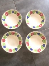 4 assiettes anciennes Niederviller faïence motifs fleurs collection