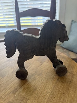 Wooden decorative play horse. Back leg broken but you can t tell  