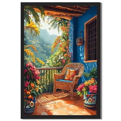 Tropical Terrace Garden View Wall Art Canvas Oil Paintings Reproduction