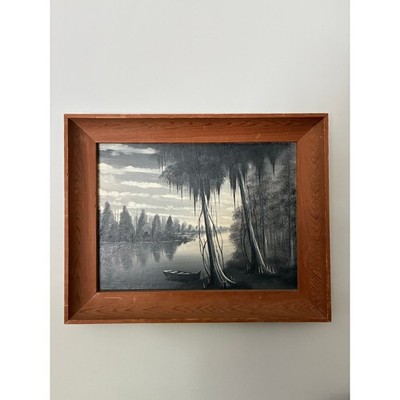 Original T S Driskell Bayou Painting Large Framed Louisiana Swamp Art