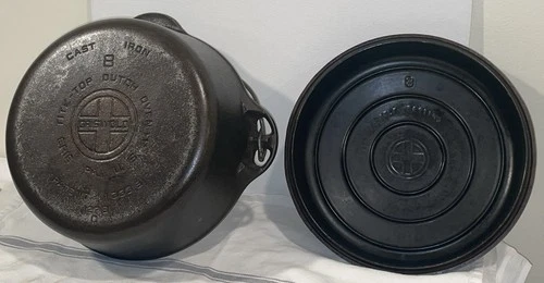 Antique Griswold Cast Iron #8 Erie Tite-Top 1278C Dutch Oven w Self Basting Lid