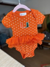6 Month University of Miami Tutu One Piece Girl Outfit