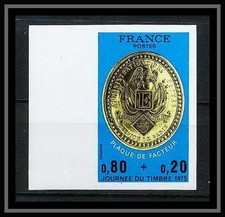 France N°1838 Journée du timbre 1975 Plaque facteur Paris Non dentelé ** MNH (Im