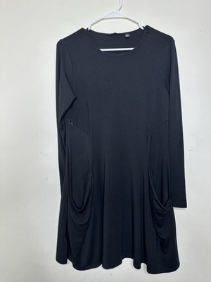 Betabrand Size XS Black Silk Blend Dress Pockets Long Sleeve Soft Stretchy