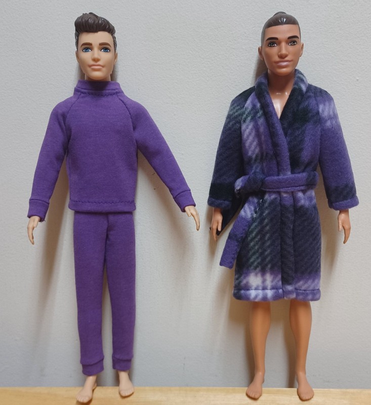 Ken 12" Doll Clothing Purple Plaid Robe and Purple Pajamas