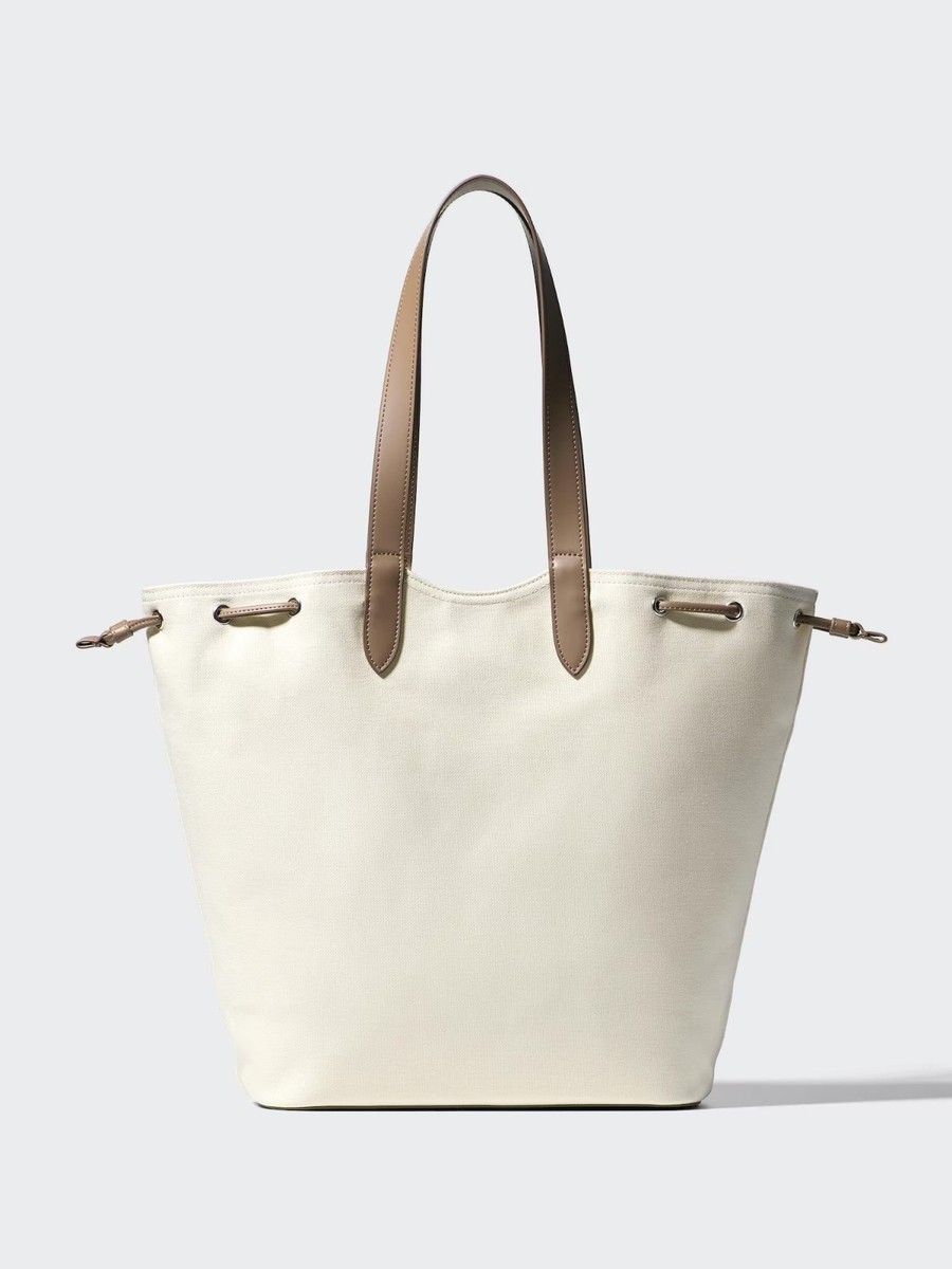 UNIQLO Canvas Tote Bag 485677 NATURAL DARK BROWN Unisex New Japan