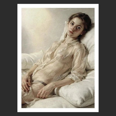 Malerei Akt Frau Ölbild Kunstdruck Nude Art Boudoir Atelier Deko 30x40 c[immu6j] - Bild 1 von 4