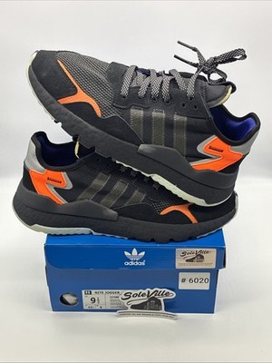 Adidas Nite Jogger Size 9.5 CG7088 Core Black/ Carbon/Active Blue