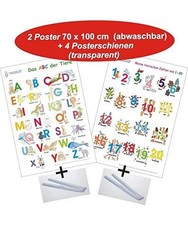 Das ABC der Tiere + Meine tierischen Zahlen von 1-20 + Posterschienen: 2 Lernpos