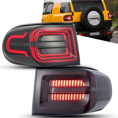 VLAND LED Smoked Tail Lights For 2007-2014 FJ Cruiser W/Animation&Sequential L+R