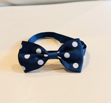 NEW Cat Dog Now Tie - Blue White Polka Dot Clip On Extendable To 15 Inches