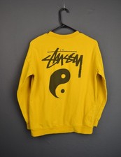 Stussy XS Yin-Yang Logo Sweatshirt Logo Yellow Made in USA