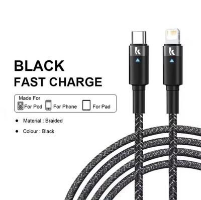 Original 20 W Schnelllade-PD-Kabel für Apple iPhone 5-14 14 Pro Pro Max Schwarz