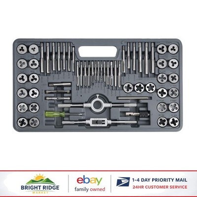 60-Piece SAE and Metric Tap and Die Set for Easy Thread Cutting and Rethreading
