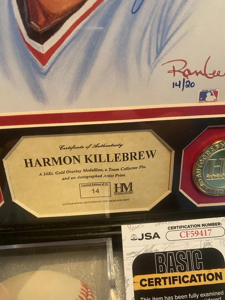 Harmon Killebrew Autographed Framed Photo and Baseball - Twins HOF Legend COAs - Image 4 of 4