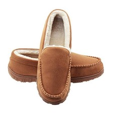 Moccasins for Men House Slippers Indoor Outdoor Plush Mens Bedroom 11 Beige