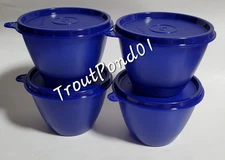 TUPPERWARE Refrigerator Bowls 14 oz  Tokyo Blue Nesting Stacking Leftover Set 4