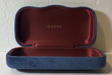 GUCCI Blue Velvet Eyeglasses Sunglasses Hard Clamshell Case 6.5 X 3 X 1.5  