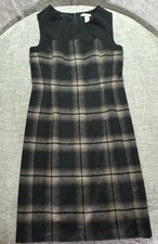 Banana Republic Size 6 Women’s Dress Charcoal Gray Beige Black Plaid Wool Work