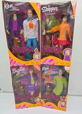 NIB Barbie 2002 Scooby-Doo Lot (4) - Fred Shaggy Daphne Velma Scooby Mattel READ