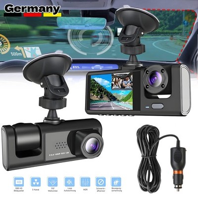 1080P Dashcam für Auto mit Dual Lens G-Sensor Weitwinkel und DVR Funktion