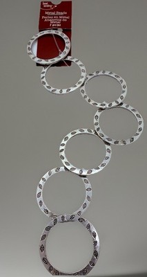 Bead Landing Silver Plated Leaf Embossed Rounds Beads No Hole Qty:7