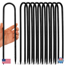 Homwin Trampoline Stakes 12 inches 10-Pack U Stake for Ground Heavy Duty Trampol