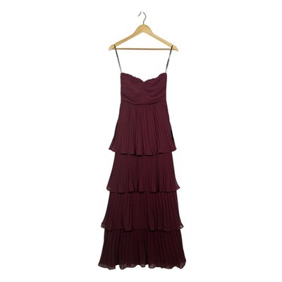 Lulus Seriously Sensational Maxi Dress Women's Size XS Plum Strapless Tiered NWT